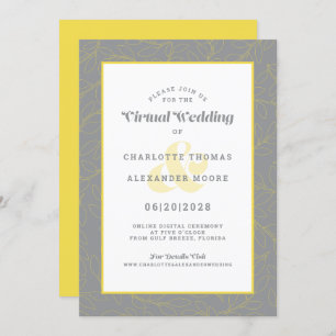 Invitación Boda de patrón moderno gris amarillo en línea