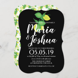 Invitación Boda de patrón sin foco de limón amarillo verde mo