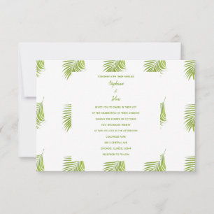 Invitación Boda de patrones de patrones de hojas tropicales b