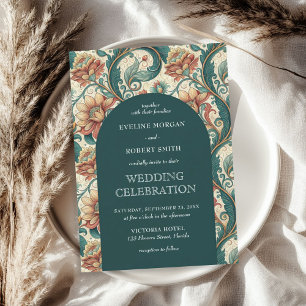 Invitación Boda de patrones florales de Art Nouveau vintage