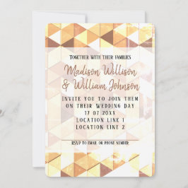 Invitación Boda de patrones geométricos marrón amarillo vinta