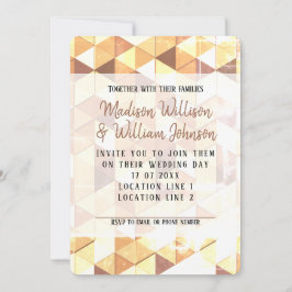 Invitación Boda de patrones geométricos marrón amarillo vinta