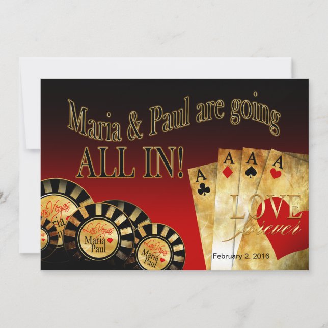 Invitación Boda de Paul Las Vegas Deluxe | oro negro rojo (Anverso)