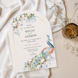 Invitación Boda de pavo real azul floral