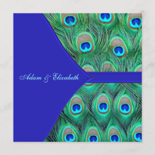 Invitación Boda de pavo real azul real