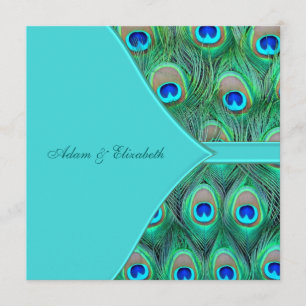 Invitación Boda de Pavo Real Azul Turquesa