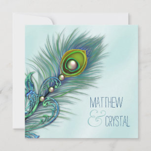 Invitación Boda de pavo real azul turquesa y púrpura