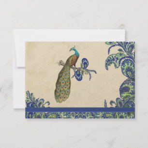Invitación Boda de pavo real azul y verde