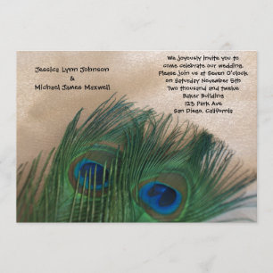 Invitación Boda de pavo real dorado