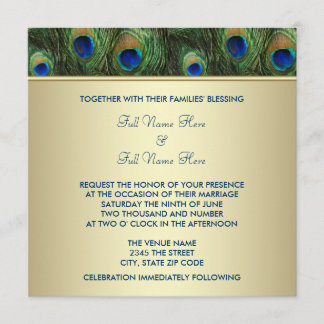 Invitación Boda de pavo real dorado verde esmeralda real indi