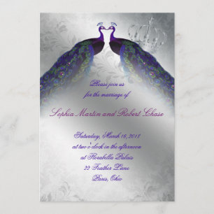 Invitación Boda de pavo real invita a añil vinagre
