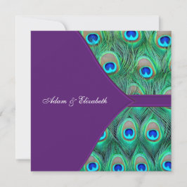 Invitación Boda de Pavo Real Morado Ciruela