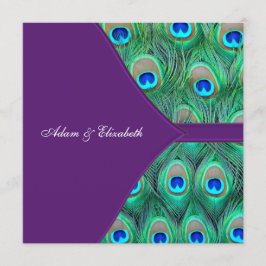 Invitación Boda de Pavo Real Morado Ciruela