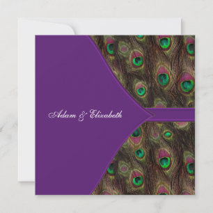 Invitación Boda de Pavo Real Morado Ciruela