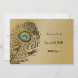 Invitación boda de pavo real oro Gracias