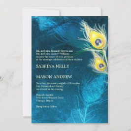 Invitación Boda de pavo real ruso azul y amarillo