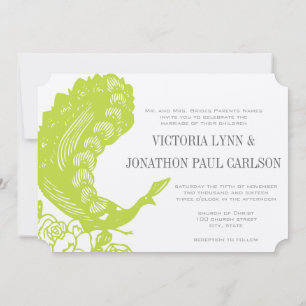 Invitación Boda de pavo real verde de Apple
