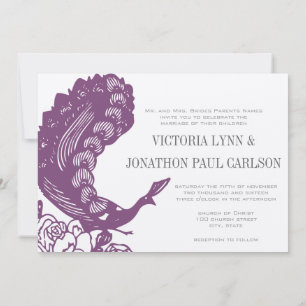 Invitación Boda de pavo real violeta violeta morado moderno