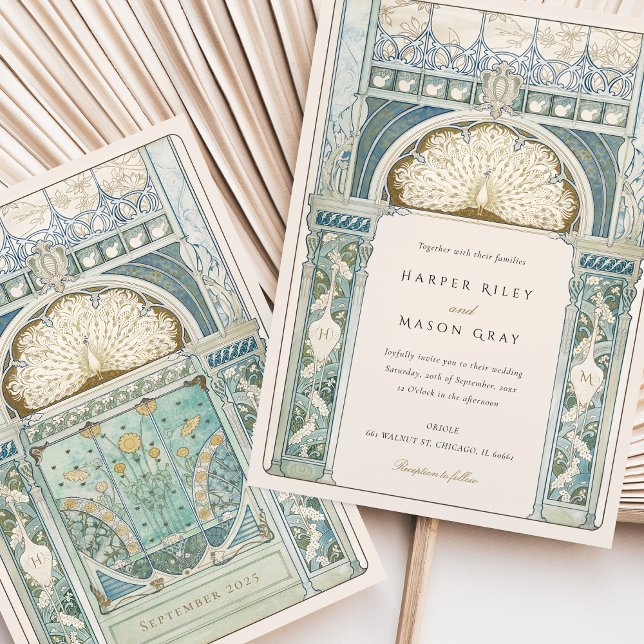 Invitación Boda de Peacock Art Nouveau (Subido por el creador)
