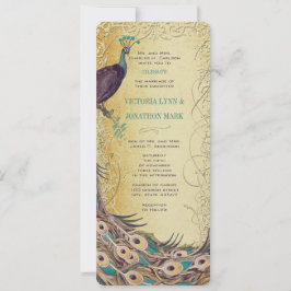 Invitación Boda de Peacock Art Nouveau Gold Aqua