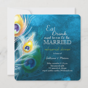 Invitación Boda de Peacock Blue Elegance Cena