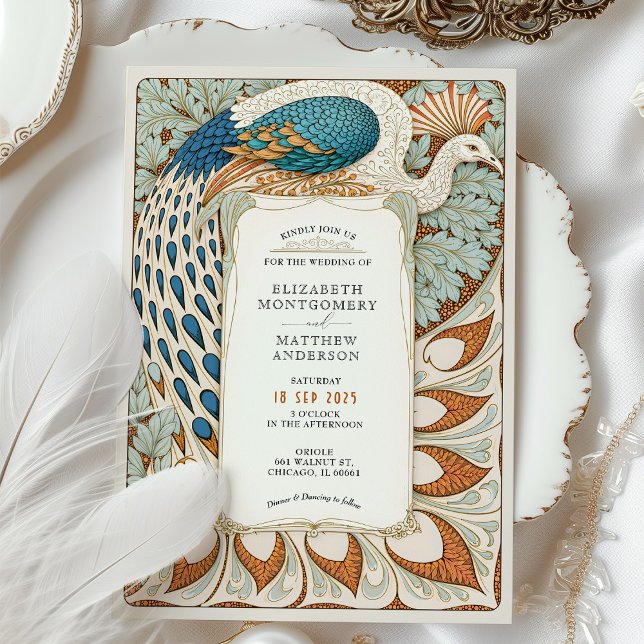 Invitación Boda de Peacock de Art Nouveau (Subido por el creador)