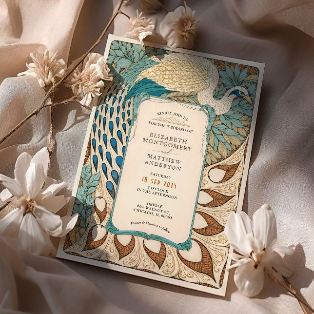 Invitación Boda de Peacock de Art Nouveau (Subido por el creador)