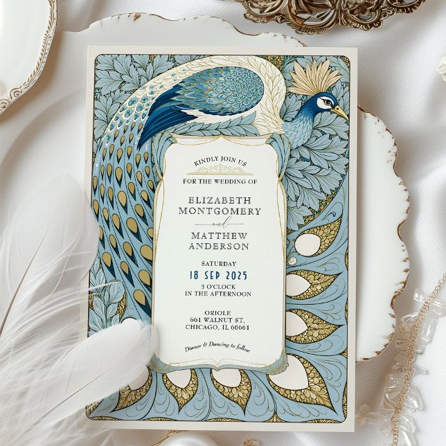 Invitación Boda de Peacock de Art Nouveau (Subido por el creador)