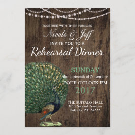 Invitación Boda de Peacock Verde azulado de Madera Rusa
