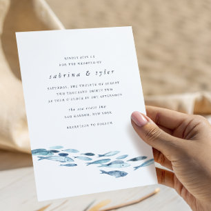 Invitación Boda de peces de color azul costero