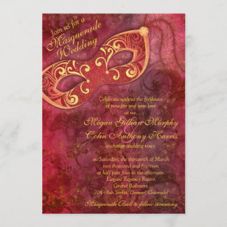 Invitación Boda de pelota de oro de Borgoña Ornate
