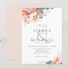 Invitación Boda de peones rosados de Rubor floral moderno