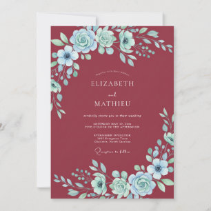 Invitación Boda de peonía acuática carmesí