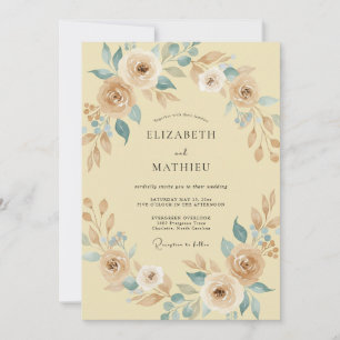 Invitación Boda de peonía acuática de mantequilla