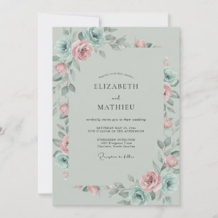 Invitación Boda de peonía acuática de menta