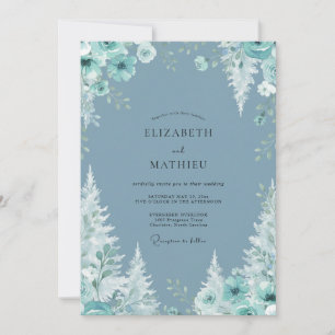 Invitación Boda de Peonía Acuática de Pizarra
