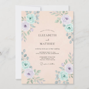 Invitación Boda de peonía acuática lila champán
