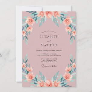Invitación Boda de peonía acuática malva