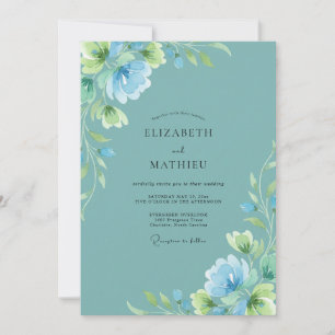 Invitación Boda de peonía acuática polvorienta atemporal