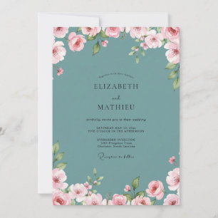 Invitación Boda de peonía acuática polvorienta botánica