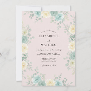 Invitación Boda de peonía acuática sonrosada