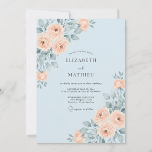 Invitación Boda de Peonía Albaricoque en Polvo