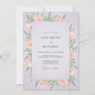 Invitación Boda de Peonía Albaricoque Lila