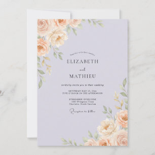 Invitación Boda de Peonía Albaricoque Periwinkle