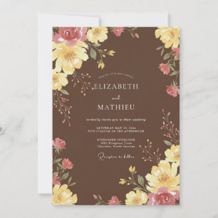 Invitación Boda de Peonía Amarilla de Chocolate