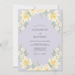 Invitación Boda de Peonía Amarilla Lila