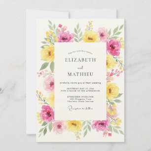 Invitación Boda de Peonía Amarilla Magenta