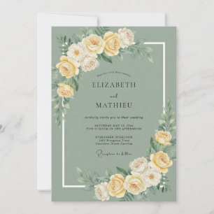Invitación Boda de peonía amarilla mantecosa