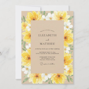 Invitación Boda de Peonía Amarilla Miel