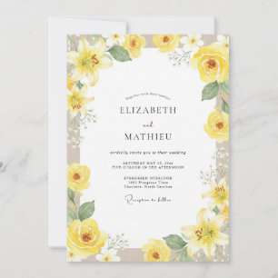 Invitación Boda de Peonía Amarilla Soleada